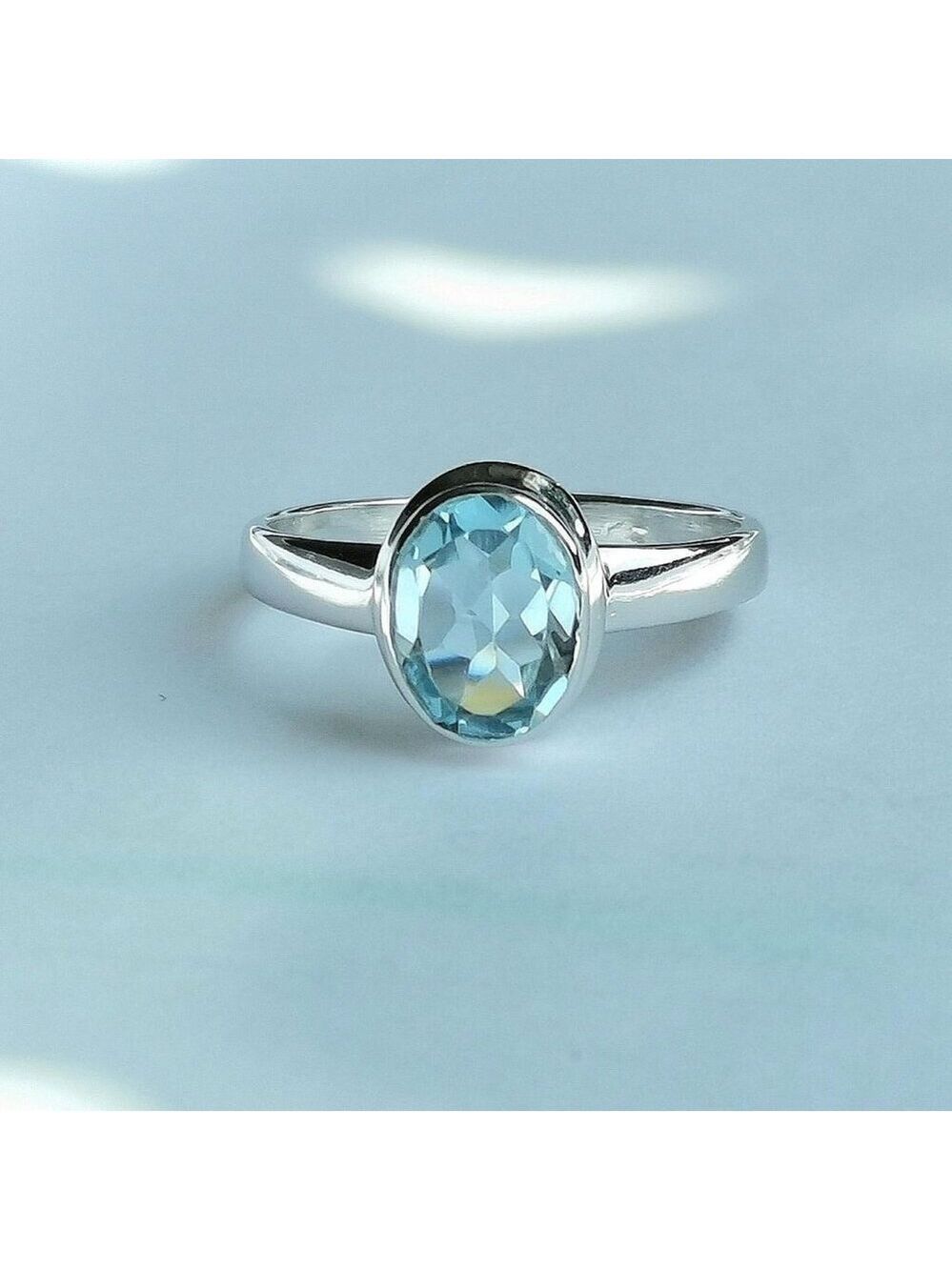 Sky Blue Topaz Ring Sterling Silver Size 8